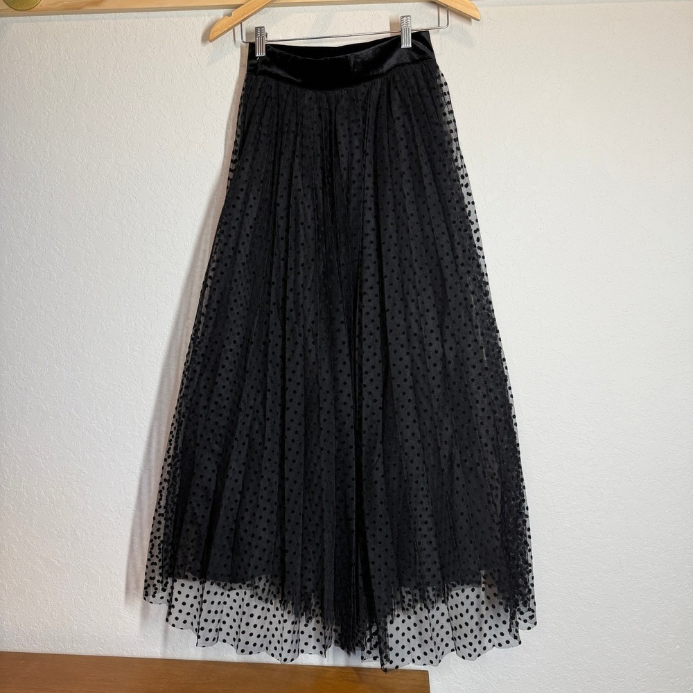 Women's Exquise Tulle Black Polka Dot Maxi Arlo Skirt Size 2 NEW - Picture 10 of 12